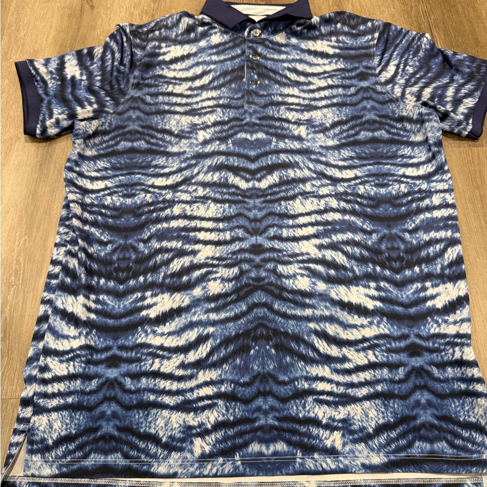 Greyson Blue and White Textured Polo Shirt